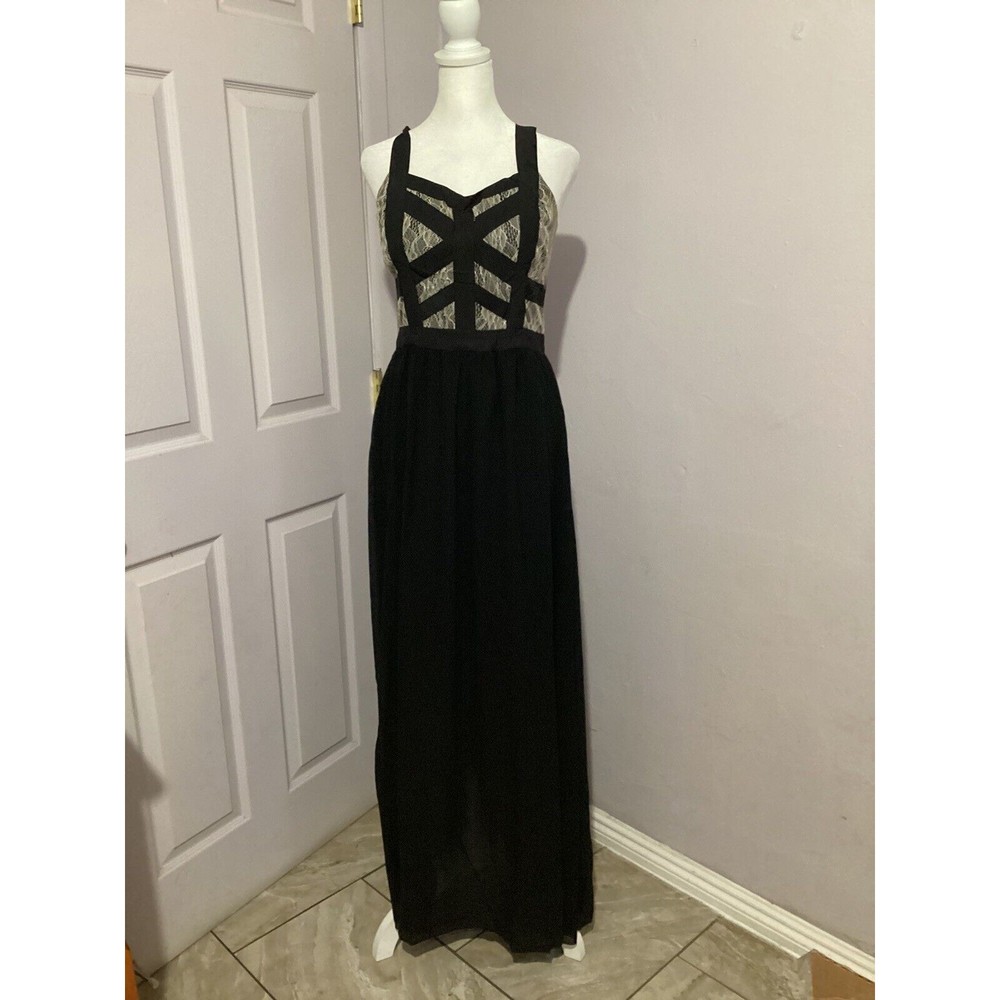 Lucy Paris Black Fit And Flare Maxi Cocktail Dress M